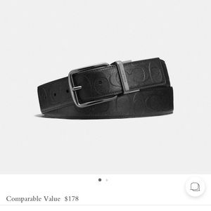 Men’s Black Leather Reversible Coach Belt - New